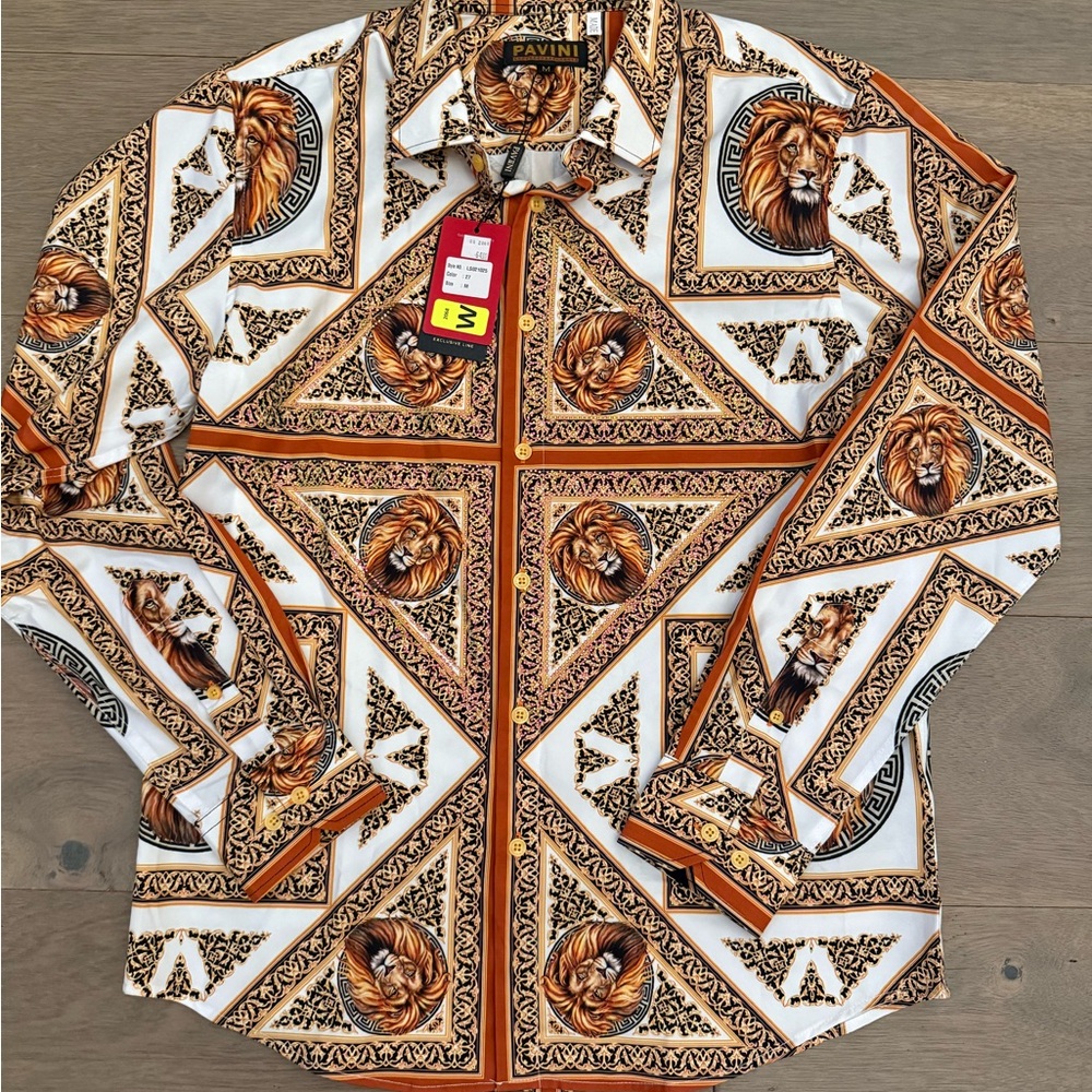 Men's Orange and White Dress Shirt
